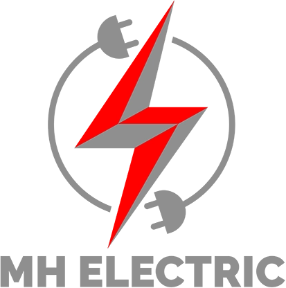 A gray and red abstract lightning bolt design representing electrical work in Wisconsin Rapids.